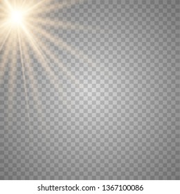 Warm light sunlight. Vector lens flare.