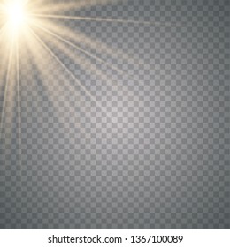 Warm light sunlight. Vector lens flare.