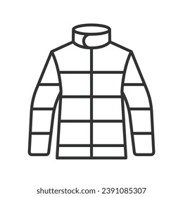 Diseño de la línea de iconos de la chaqueta de los hombres cálidos. Ilustraciones de vectores cálidos, masculinos, chaqueta, ropa, invierno, al aire libre, abrigo. Icono de trazo modificable de la ilustración de la chaqueta de los hombres cálidos.
