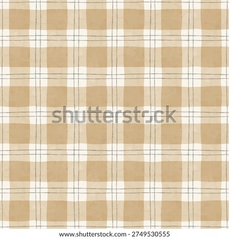 Warm neutral tartan plaid seamless pattern in soft beige tone. Perfect for minimalist wedding stationery, nursery decor, organic branding, textile printing, wrapping paper and Scandinavian inspired design projects. 