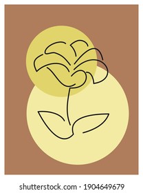 A warm nuance wall decoration with a simple, elegant flower image. suitable for decoration