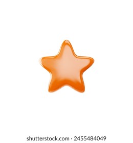 Icono de estrella 3D de color naranja cálido con un acabado brillante, flotando con gracia en un espacio blanco, diseñado como una Ilustración vectorial para recompensas y conceptos de Comentarios positivos.