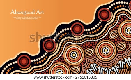 Warm Orange Aboriginal Banner with Flowing Tribal Dot Waves