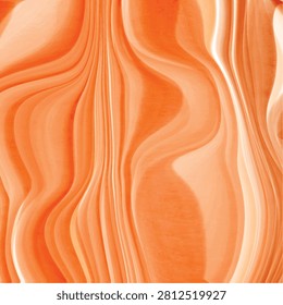 Warm orange abstract vertical wave background resembling agate stone stripes with flowing liquid marble texture