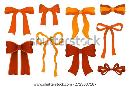 Warm orange bow set inspired by fall and Thanksgiving season. Perfect for autumn designs, holiday cards, harvest packaging, decorations, and cozy seasonal artwork.