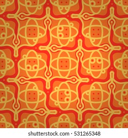 Warm orange geometrical seamless pattern background in tribal style.