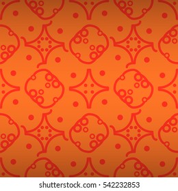 Warm orange geometrical seamless pattern in inwrought style. Modern design.