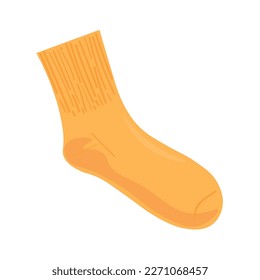 Warm orange knitted sock on white background