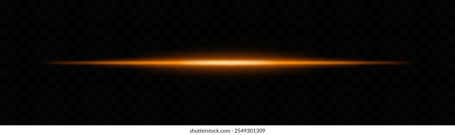 Feixe de luz laranja quente com um gradiente suave. Traço luminoso horizontal ideal para ficção científica, desenhos de néon ou efeitos futuristas. Transições de luz brilhante e brilho dinâmico