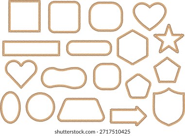 Cálidas Formas de contorno naranja y simples iconos decorativos. Limpie los bordes geométricos con corazones, estrellas, flechas e insignias con un estilo minimalista. Elementos versátiles para UI, etiquetas y Diseño gráfico moderno 