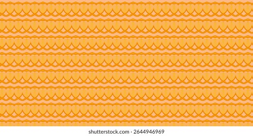 Warm orange and peach scalloped pattern in symmetrical rows, creating a soft, retro-inspired abstract design perfect for textiles, wallpapers, or artistic projects.