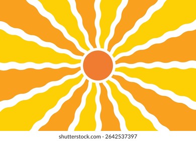 Warm orange sun rays radiate, creating a vibrant pattern