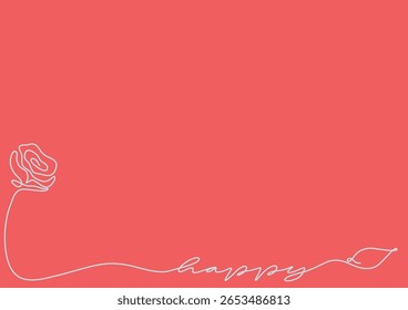 Un cálido fondo naranja de terracota con un dibujo a mano 'Feliz' en la parte inferior, precedido por una forma de flor al principio de la palabra
