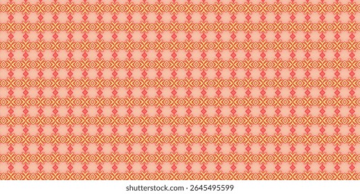 Warm ornamental pattern with peach and red tones. Seamless design ideal for wallpaper, textiles, or backgrounds. Inspired by folk and decorative motifs.
