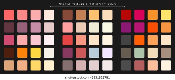 Warm palette. Trend color palette guide template. An example of a color 

palette. Forecast of the future color trend. Match color 

combinations. Vector graphics. Eps 10.