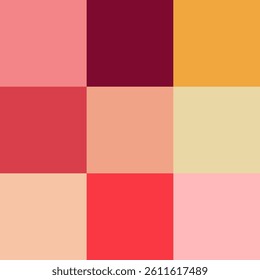 Warm Palette with Vibrant Reds and Soft Pinks.