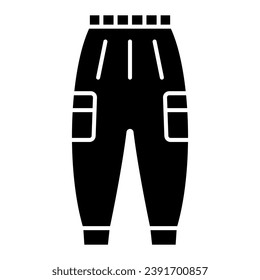 Icono sólido de pantalones cálidos, concepto de ropa de invierno, ropa de invierno al aire libre para el ocio activo signo sobre fondo blanco, icono de pantalones cálidos en estilo glifo para móvil y web. Gráficos vectoriales