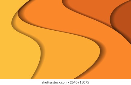 papel quente corte ondulado camadas de vetor de fundo em um vibrante laranja e amarelo gradiente