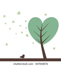 warm pastel heart tree with heart leaves cute vector illustration