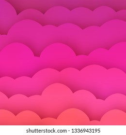 Warm Pink Clouds Backdrop with Papercut Effect