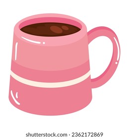 icono aislado de taza de bebida rosa caliente