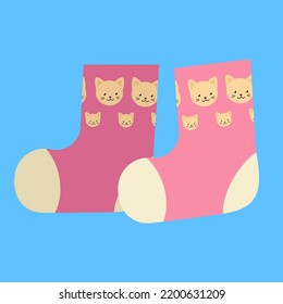 warm pink socks with cats
