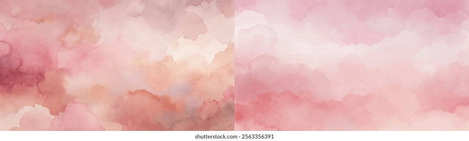 Warm pink watercolor blend with soft hues, suitable for backgrounds in various artistic applications.