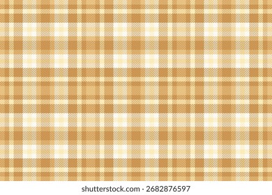 Warm plaid fabric texture. Seamless checkered design in soft gold and cream tones. Perfect for textile design, backgrounds, crafts,  vintage projects.