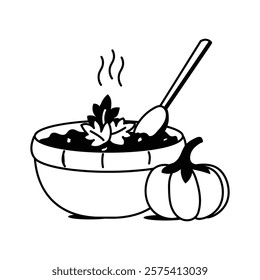 Warm pumpkin soup, ready to use vector