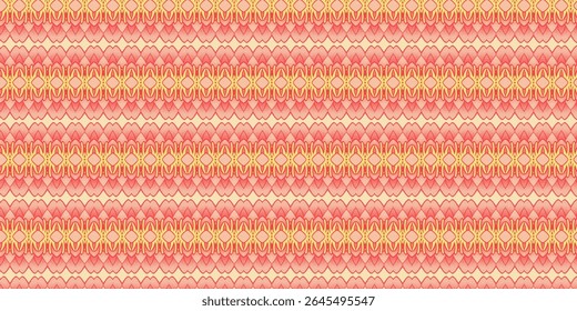 Vermelho quente e ouro padrão sem costura com detalhes intrincados. Ótimo para design festivo, têxteis ou fundos elegantes.