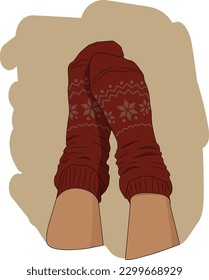 
Warm red socks. autumn atmosphere