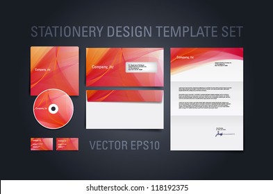 Warm red vector stationery design template set