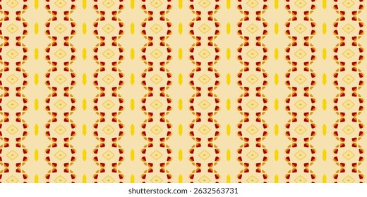 Patrón decorativo sin costuras rojo y amarillo cálido en beige