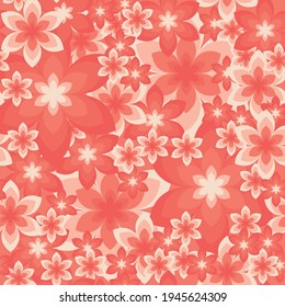 Warm reds Geometric abstract retro flowers. Seamless pattern. Great for Spring or Summer fabric, scrap-booking, gift-wrap, wallpaper, tile, product design projects. Surface pattern design - Vector