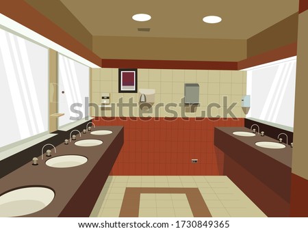 Warm Restroom interior design illustration. Vector Illustration