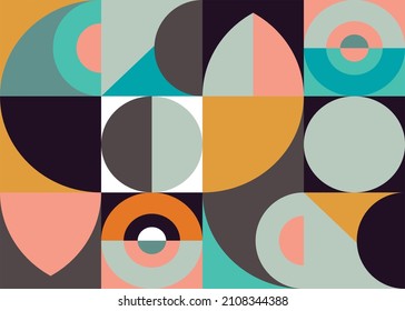 Warm retro colors seamless vector repeat pattern.