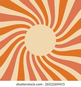 Warm Retro Swirl Sunburst Pattern with Distressed Texture