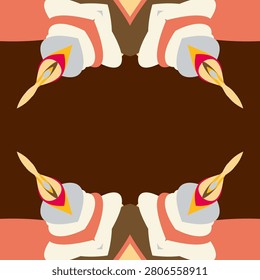 Warm rustic luxury: mirrored ornamental composition in coffee bean, walnut, golden rod, soft ivory, silver, maize, burnt coral, cerise