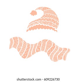 Warm scarf and hat doodle
vector illustration, abstract