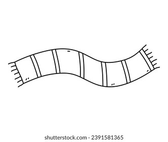 Warm scarf isolated on a white background. Vector hand-drawn illustration in doodle style. Perfect for cards, decorations, logo, various designs.