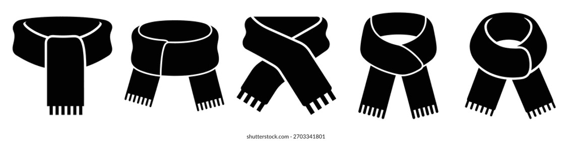 warm scarf vector design with black silhouette and white background