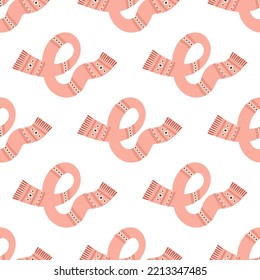 warm scarves flat vector seamless pattern, colorful background in scandinavian style, cozy winter accessories wallpaper