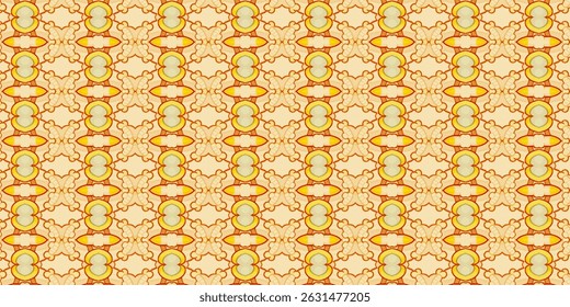 Warm Seamless Floral Mosaic Pattern in Earthy Yellow and Orange Tones