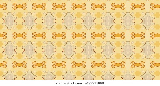 Warm Seamless Ornamental Pattern with Cream and Orange Hues