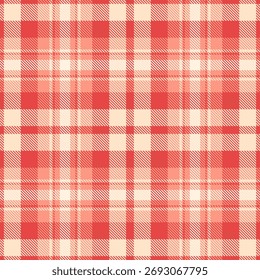 Patrón a cuadros cálido y sin costuras. Un diseño clásico de tela en tonos melocotón y rojo, perfecto para fondos, textiles, y añadiendo un toque acogedor y rústico a cualquier proyecto.