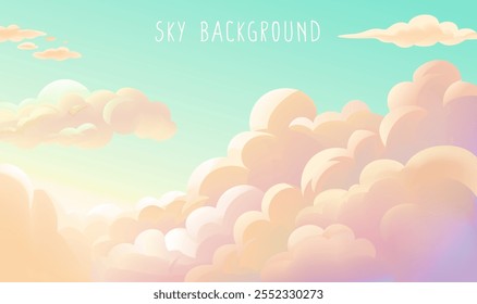 Warm Sky background Illustration Flesh colored cloud green sky