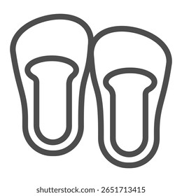 Warm slippers line icon, spa salon concept. Vector graphics. Slippers pair for foot skin hygiene, footwear sign on white background, outline style icon for mobile or web design