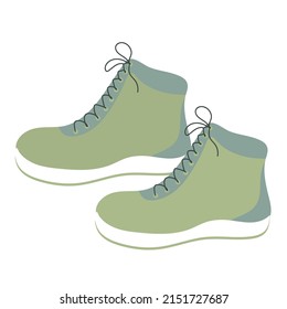 Warm sneakers. Winter sports shoes on a white background. Vector illustration