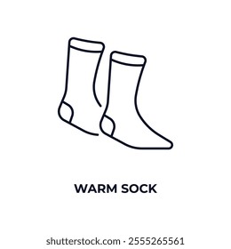 warm sock outline icon. Linear vector from fashion concept. Thin line warm sock icon isolated on white background