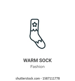 Warm sock outline vector icon. Thin line black warm sock icon, flat vector simple element illustration from editable fashion concept isolated on white background